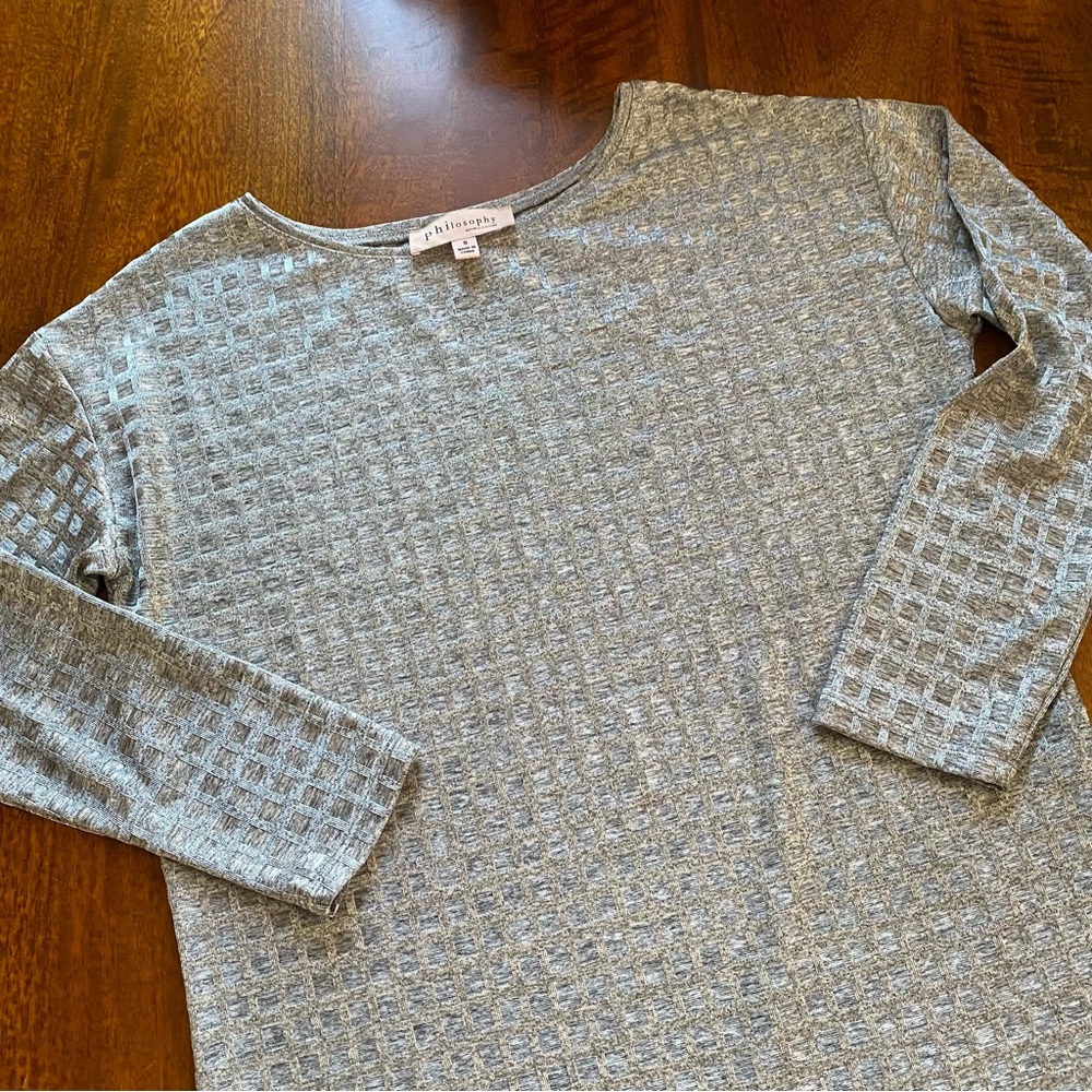Metallic Philosophy Top High-Low Textured Tunic